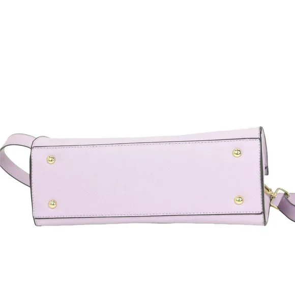 Lavender Light Purple Faux Leather Tote Purse Cross Body Hand Bag - Picture 5 of 12